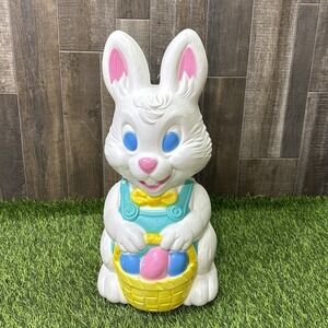Vtg 19" General Foam Plastics Easter Bunny Rabbit Overalls Blow Mold